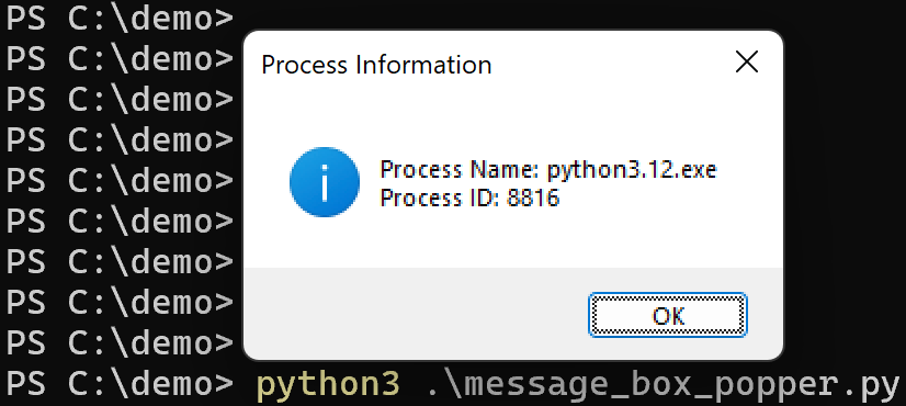 Popping a MessageBox in Python