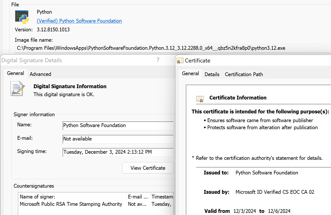 Valid Code Signing Cert for python.exe