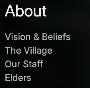 Typical Church Webpage Listing Beliefs and Leadership Directory