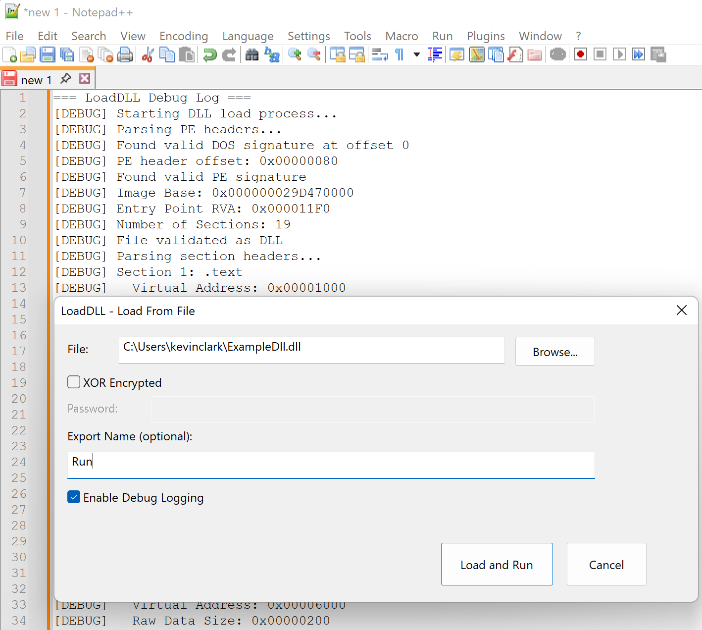 Dialogue Box Presenting DLL Loading Options
