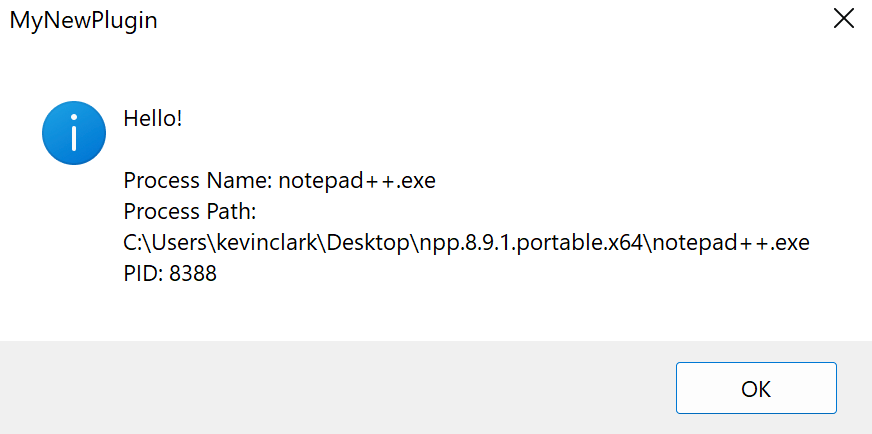 MessageBox for MyNewPlugin