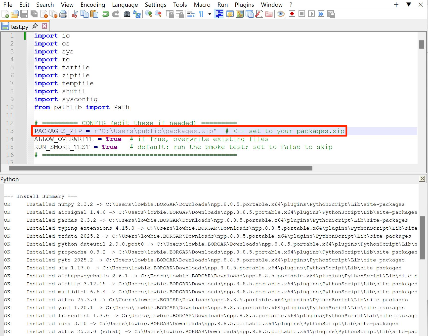 Offline Package Installer Inside Notepad++