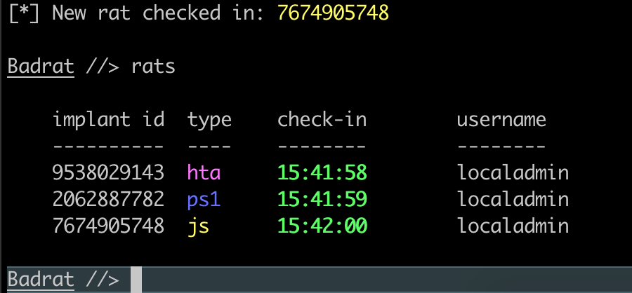 New js rat checkin and viewing current rats